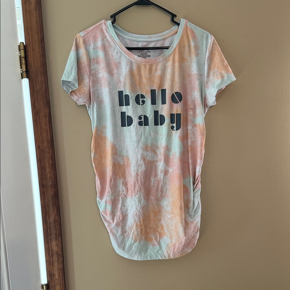 Time and Tru Tie-Dye 'Hello Baby' Short Sleeve Tee